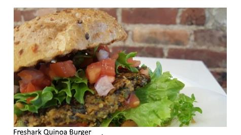 Freshark Quinoa Burger, as seen in VegetarianGazette.com